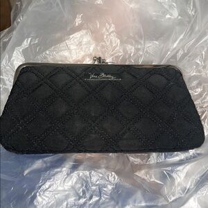 Vera Bradley Kiss Lock Wallet Black Quilted 2 Compartment